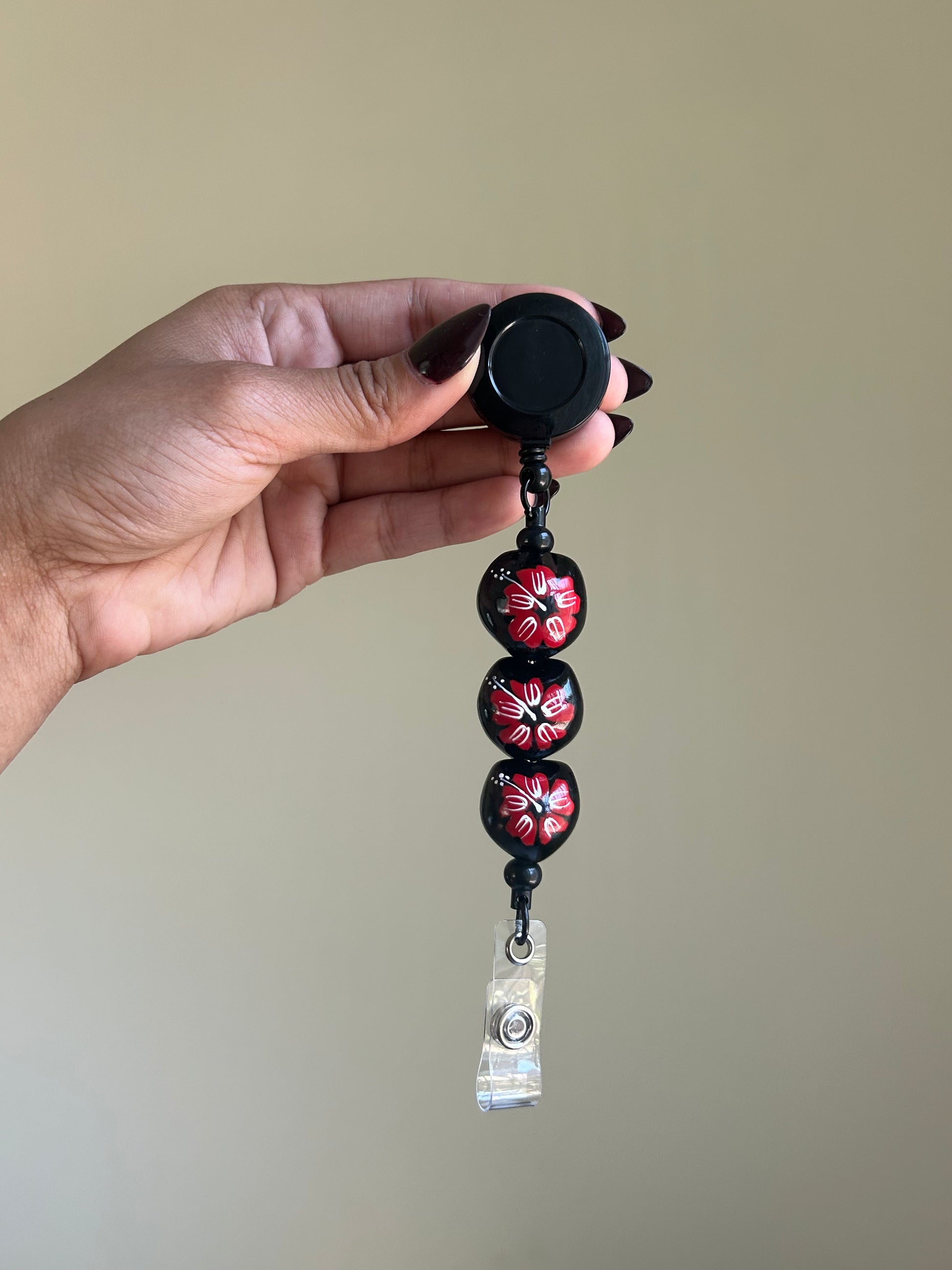 kukui nut badge reel ID holder with retractable clip