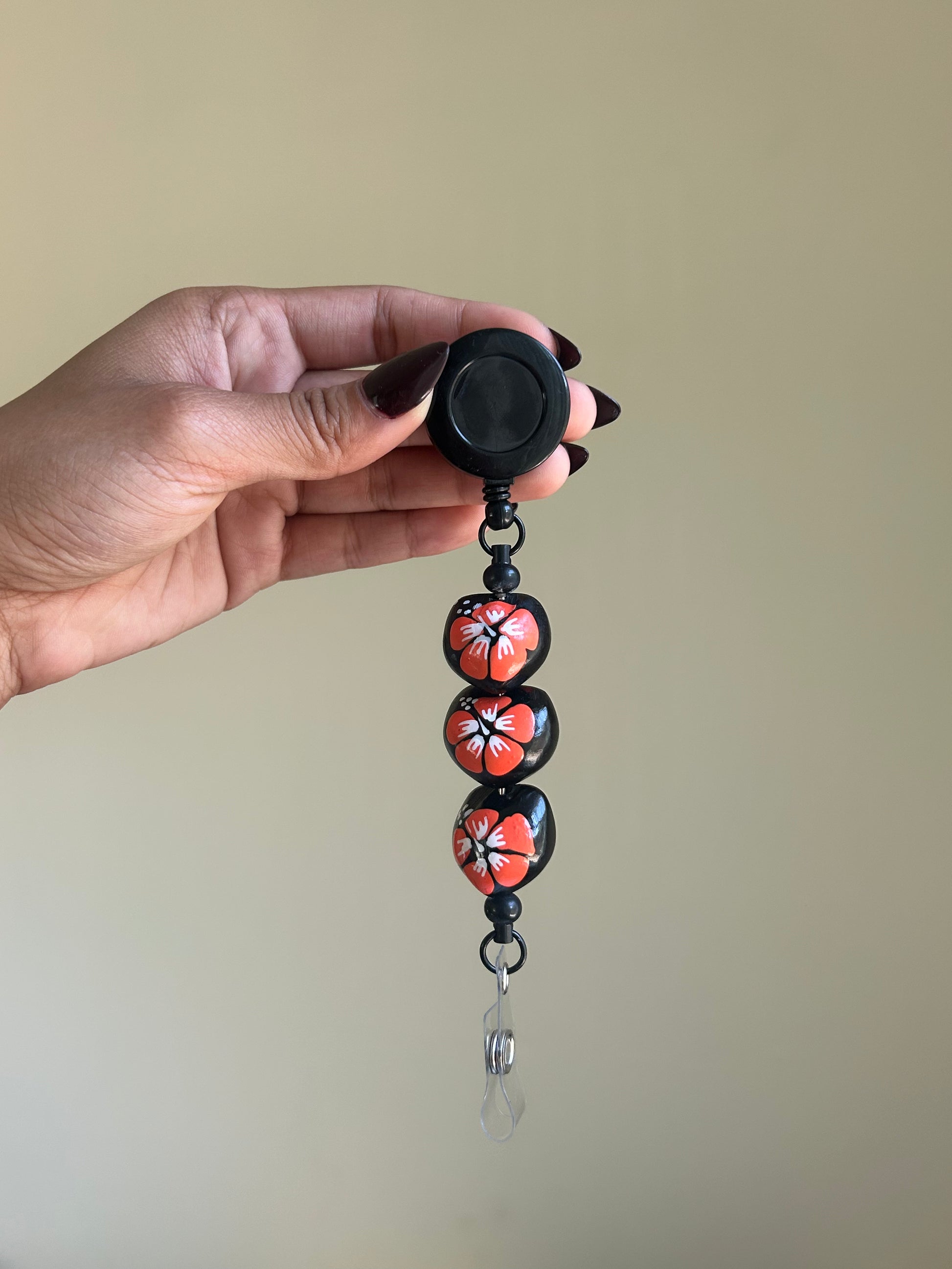 kukui nut badge reel ID holder with retractable clip