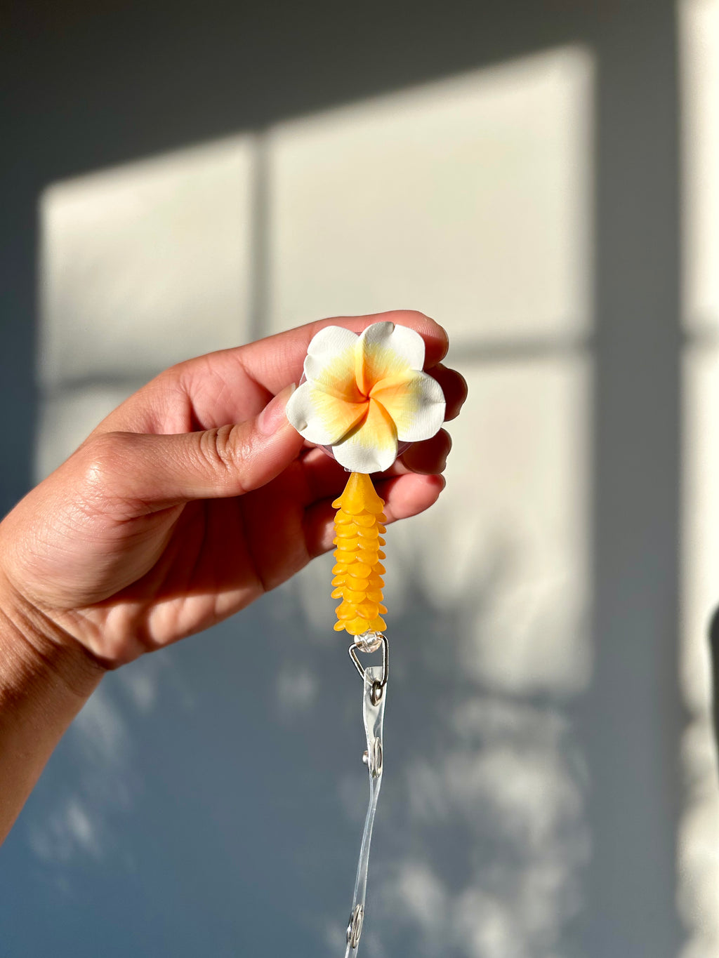 Yellow Mini Puakenikeni Lei Badge Reel