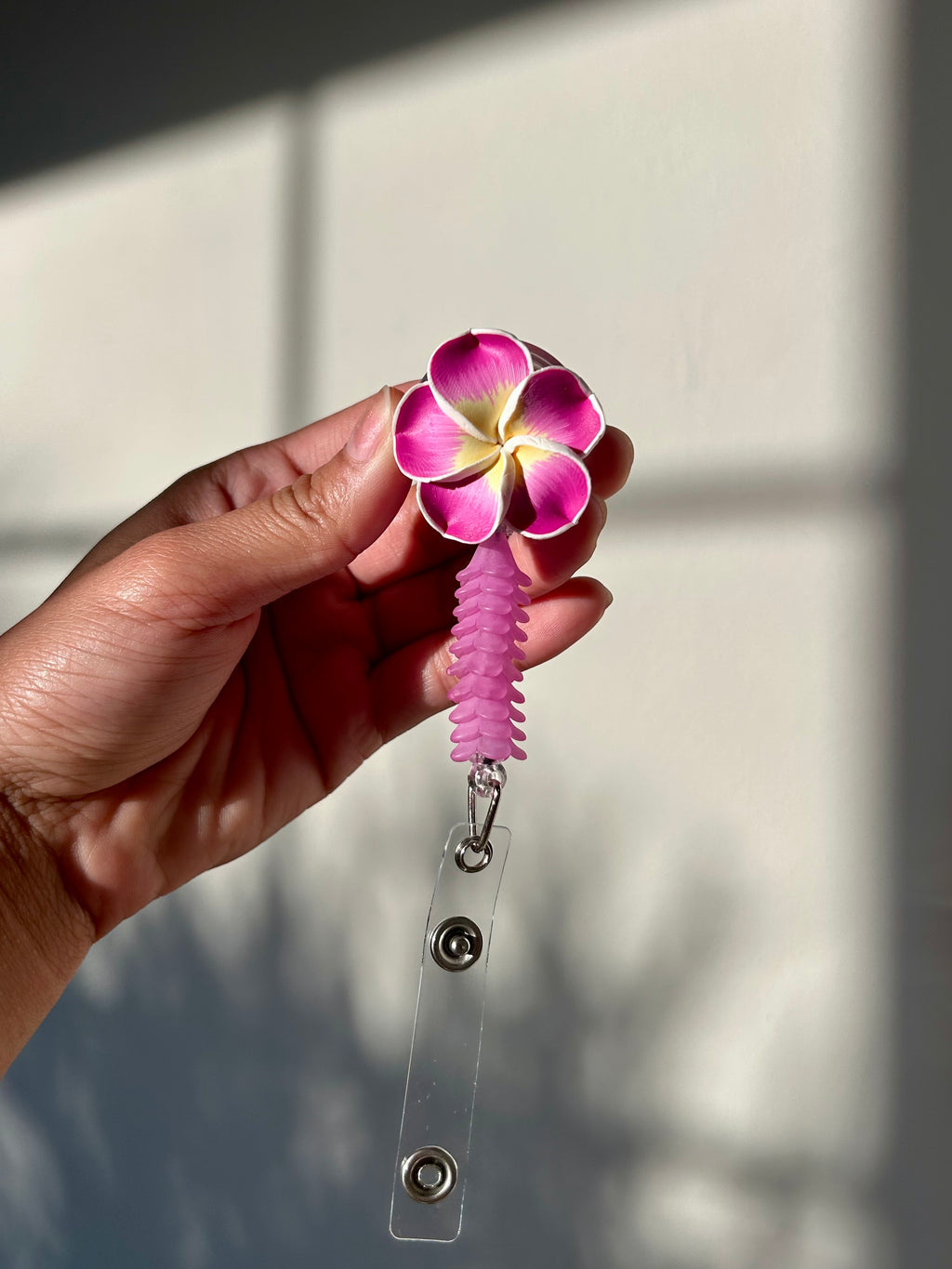 Light Purple Mini Puakenikeni Lei Badge Reel