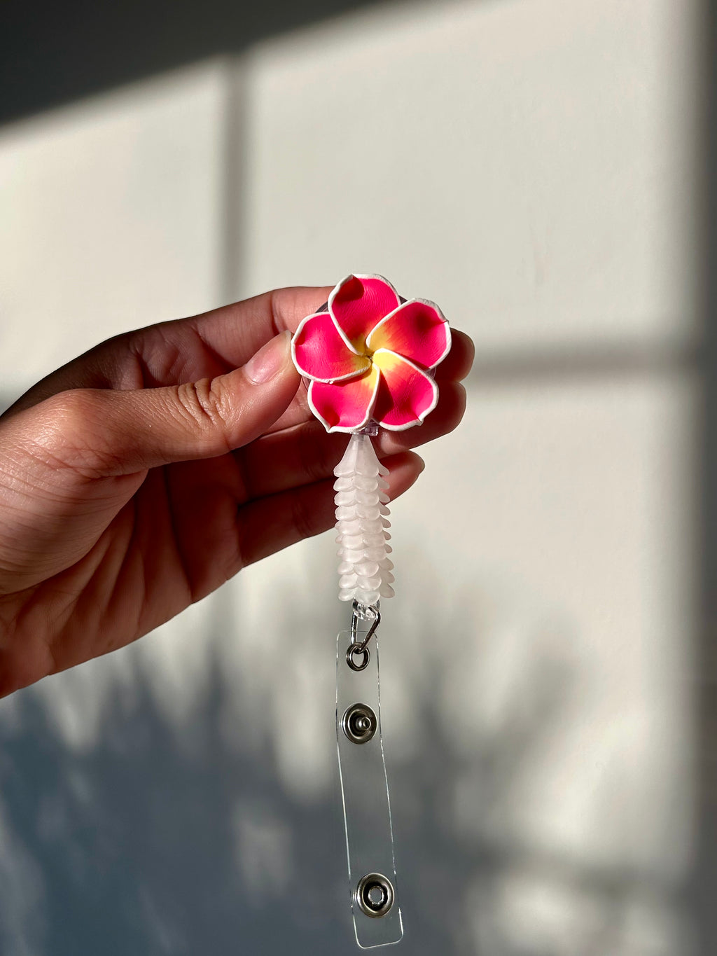 Hot Pink Mini Puakenikeni Lei Badge Reel