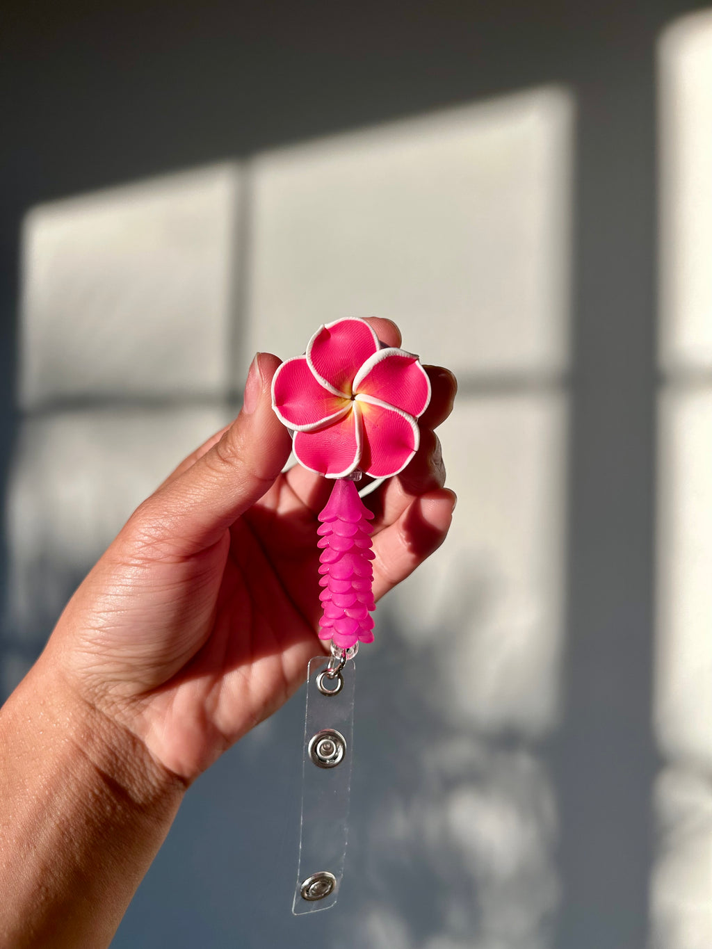 Hot Pink Mini Puakenikeni Lei Badge Reel