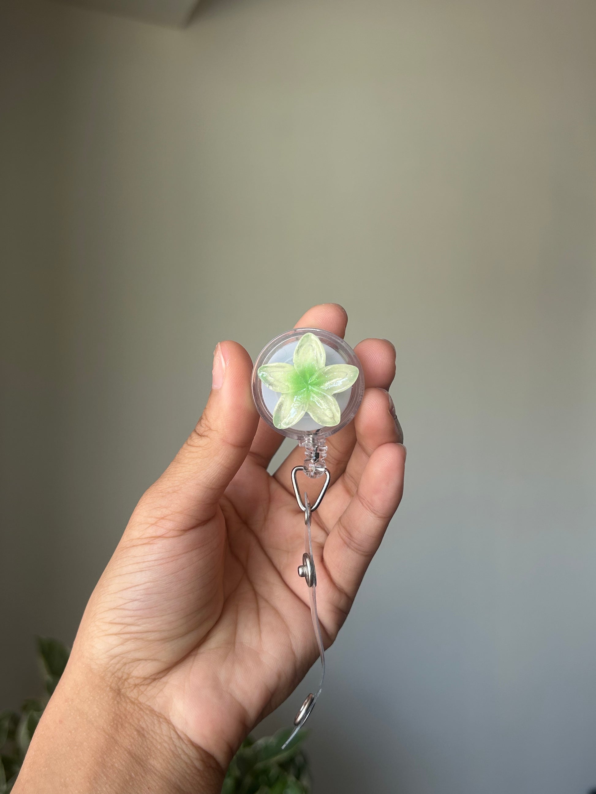 Green Mini Plumeria Badge Reel