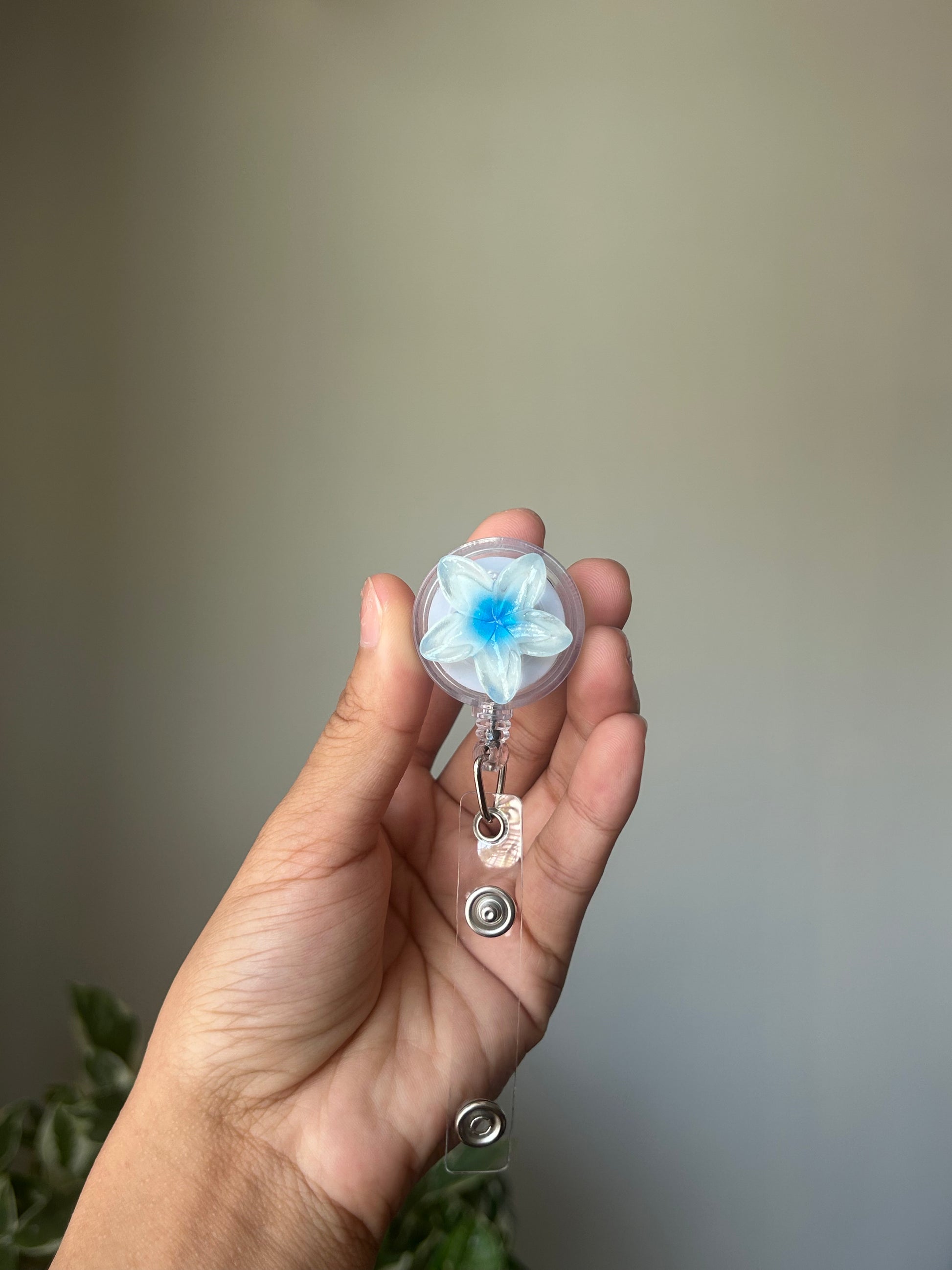 Blue Mini Plumeria Badge Reel