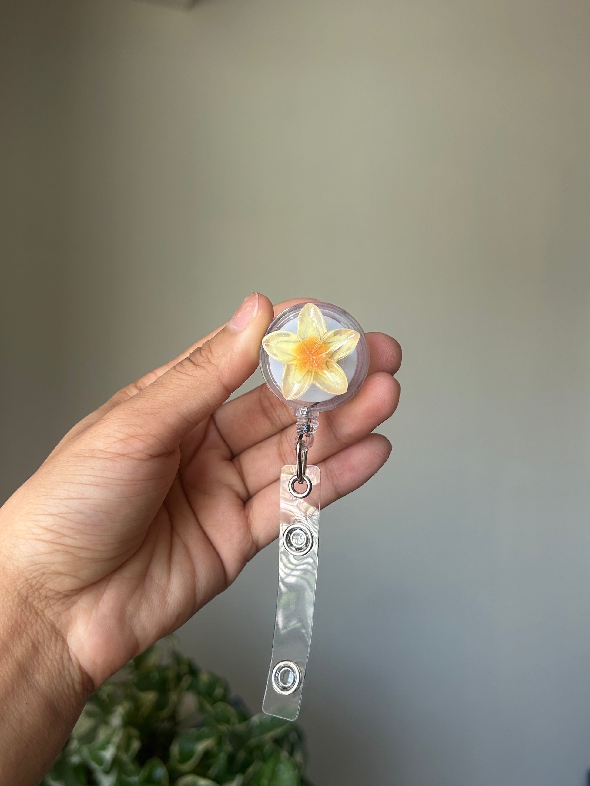 Yellow Mini Plumeria Badge Reel