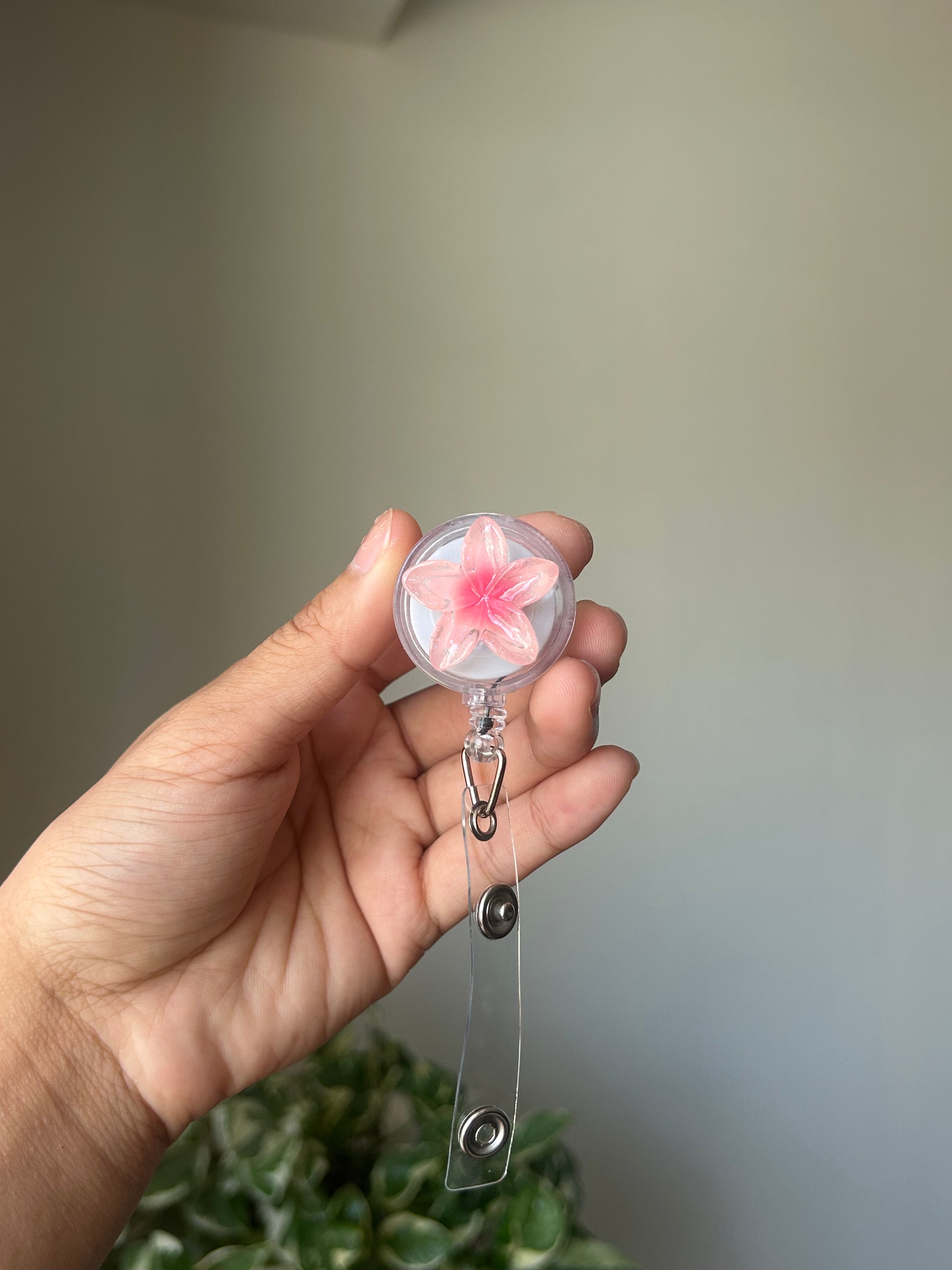Hot Pink Mini Plumeria Badge Reel