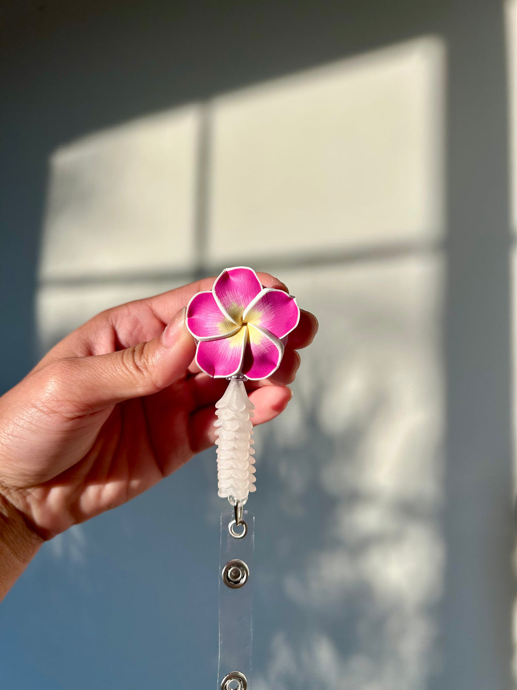 Light Purple Mini Puakenikeni Lei Badge Reel