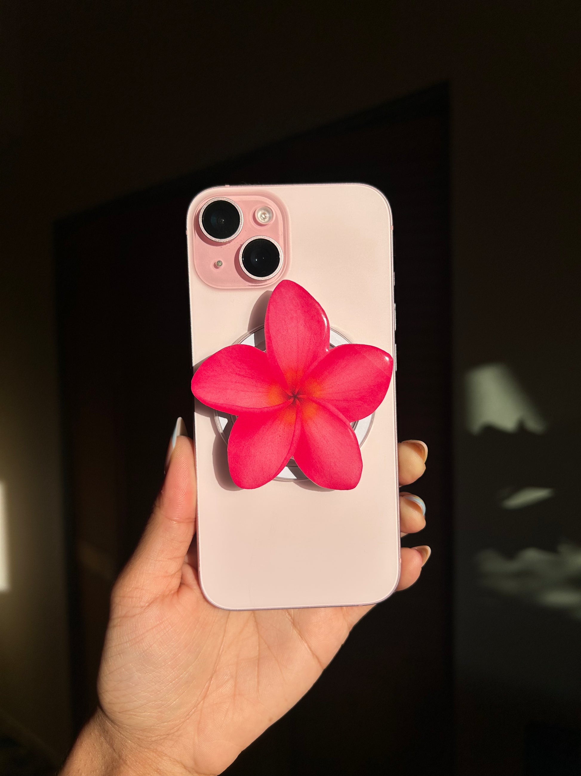 Pink Plumeria Phone Grip