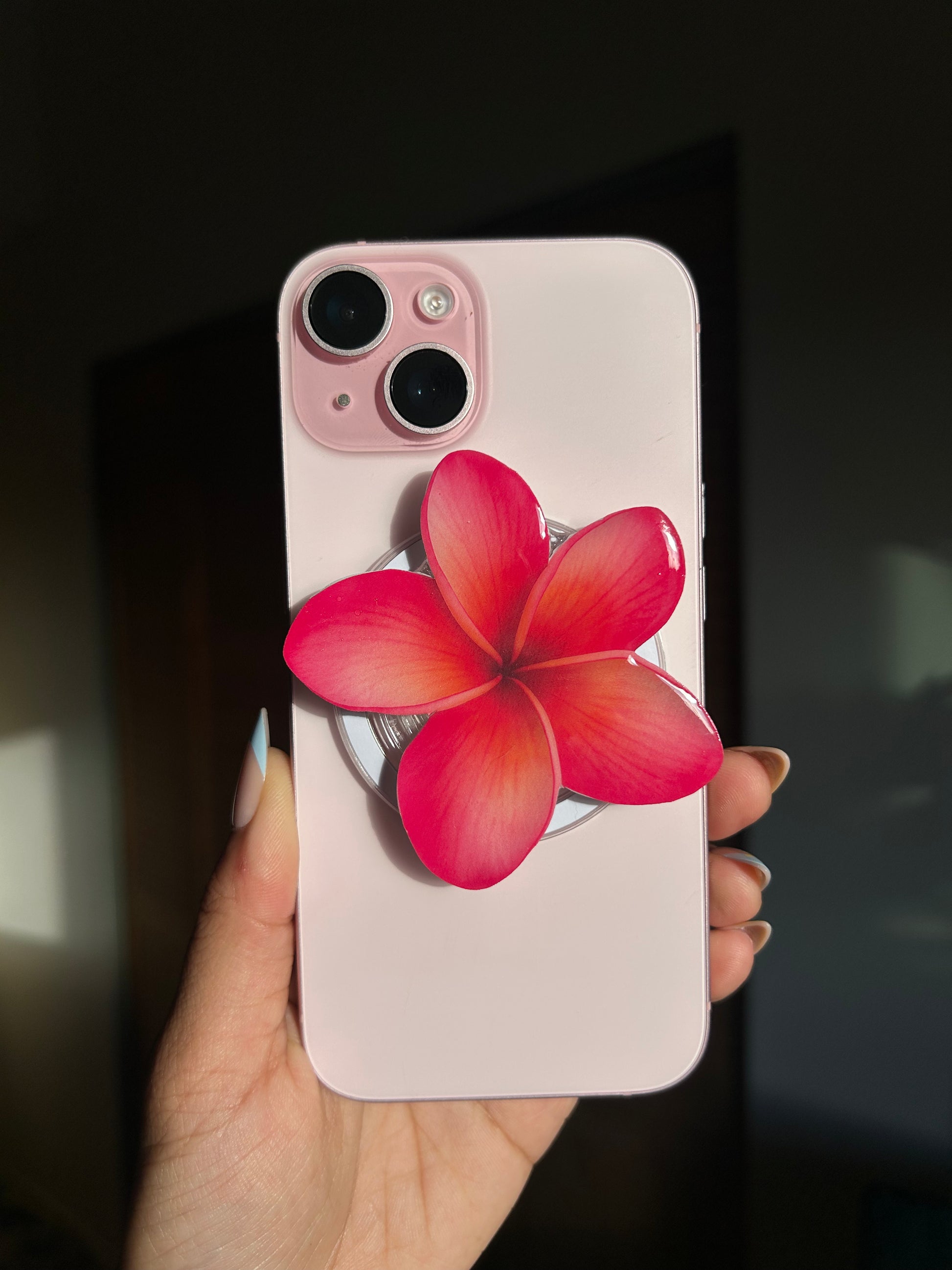 Orange and Pink Plumeria Phone Grip – Island Honey Orange and Pink Plumeria Phone Grip – Island Honey