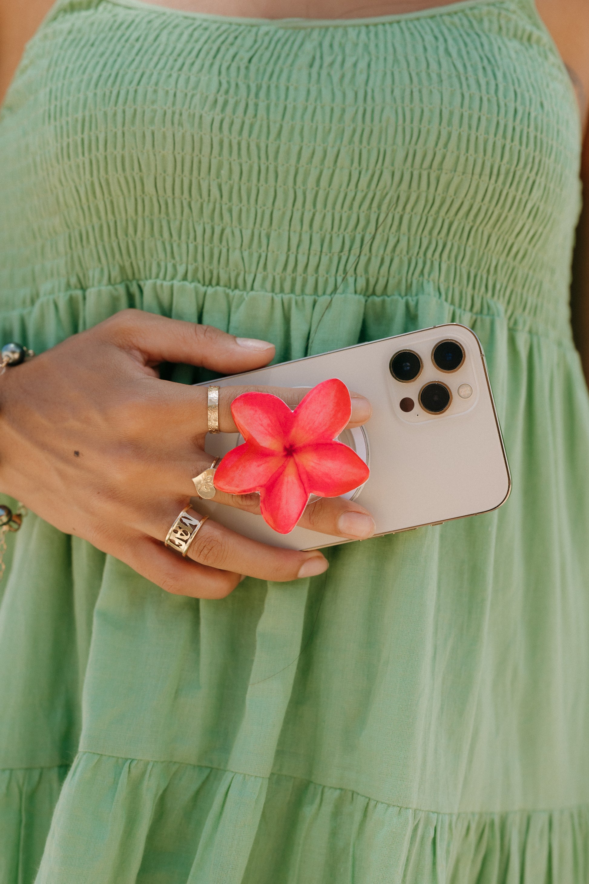 Pink Plumeria Phone Grip
