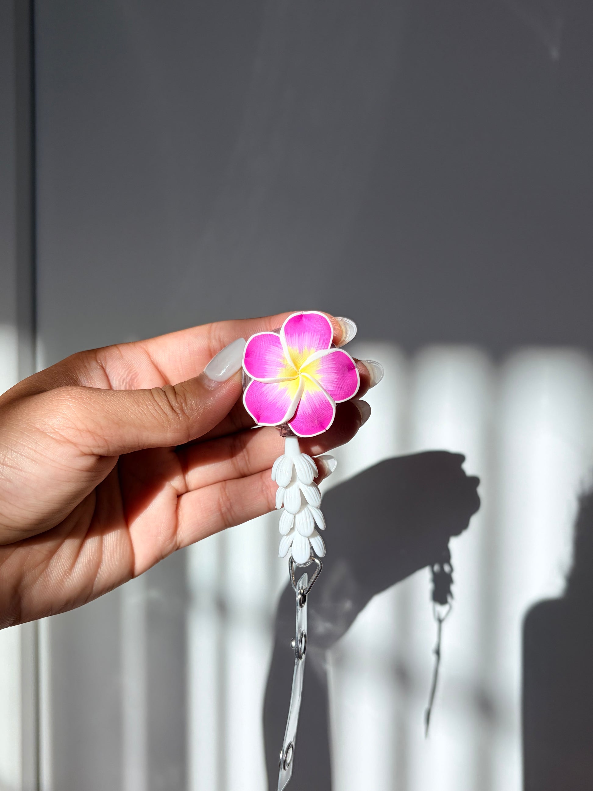 Light Purple Plumeria Mini Pikake Badge Reel