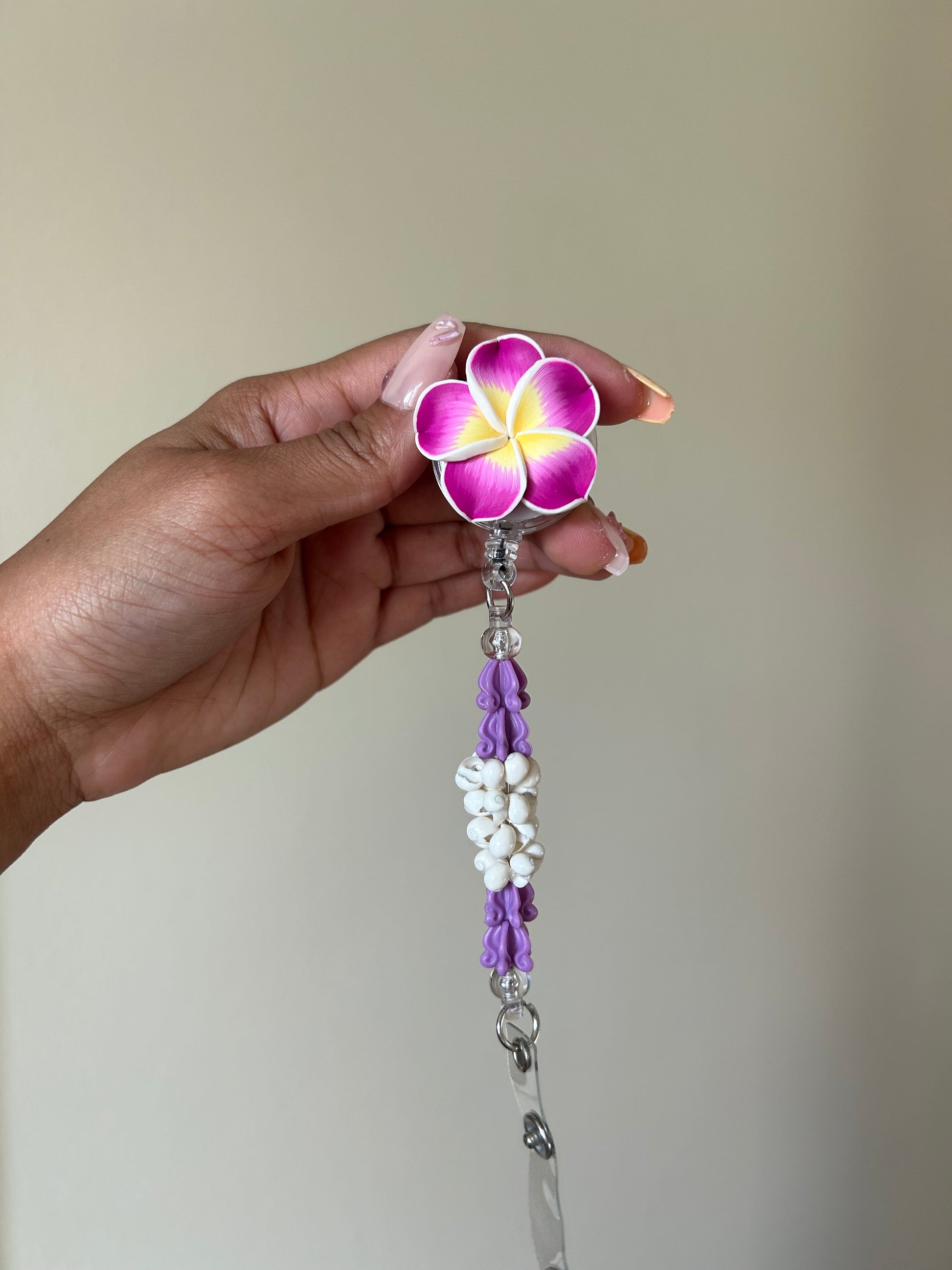 Purple Pua Kalaunu Badge Reel Lei