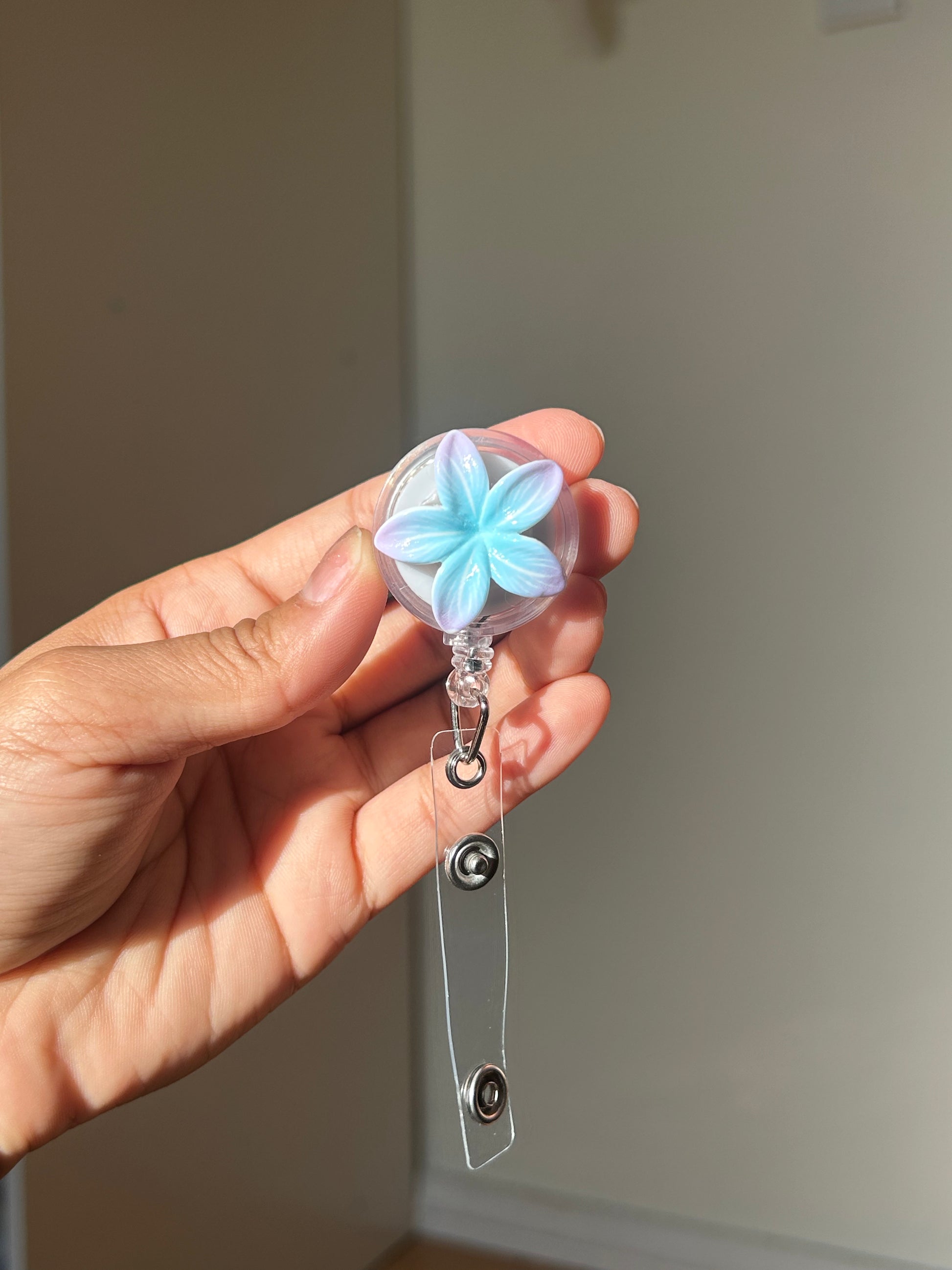 Blue/Purple Mini Plumeria Badge Reel