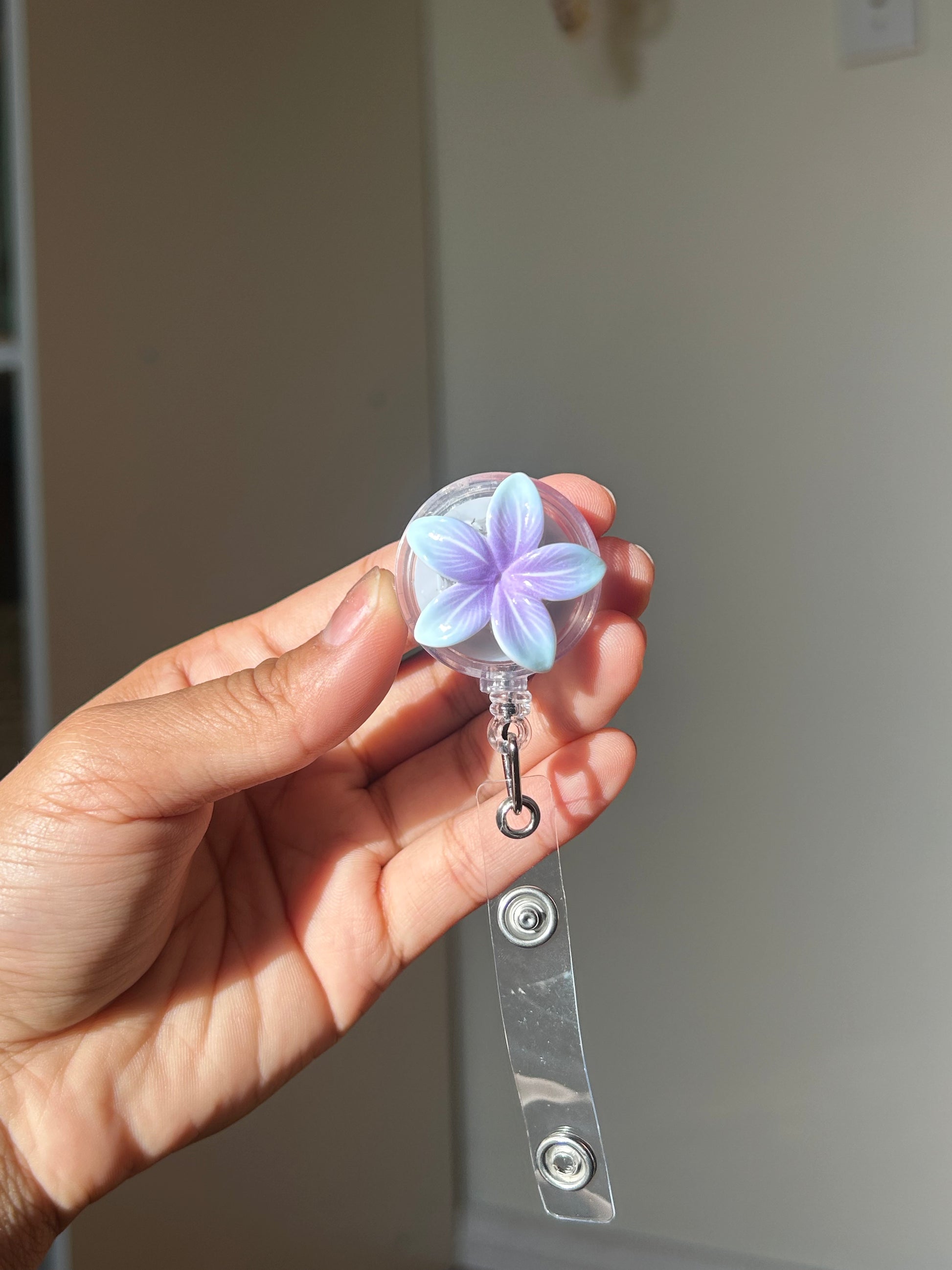 Purple/Blue Mini Plumeria Badge Reel